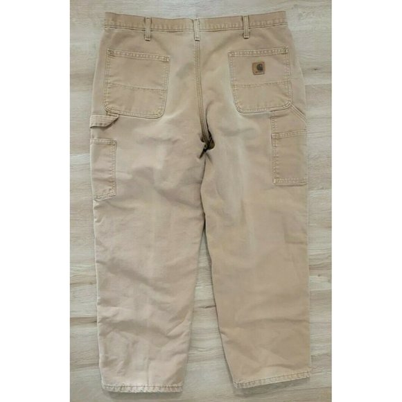 Carhartt Mens Pants Size "40x30" Flannel Lined Tan - Picture 2 of 3